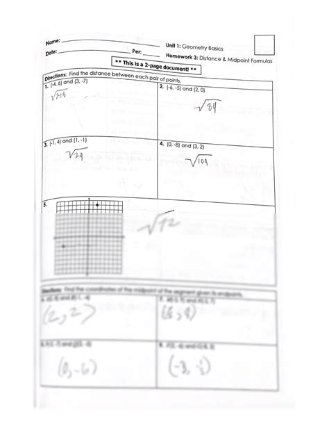 SOLUTION: Distance and Midpoint Formulas Worksheet - Studypool