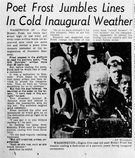 Robert Frost recites poem at JFK inauguration. - Newspapers.com