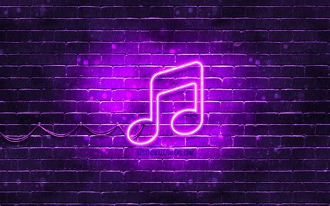Download wallpapers Music neon icon, 4k, violet background, neon ...