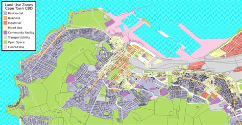 Land use zones in central Cape Town, South Africa [1856x964] [OC] : MapPorn