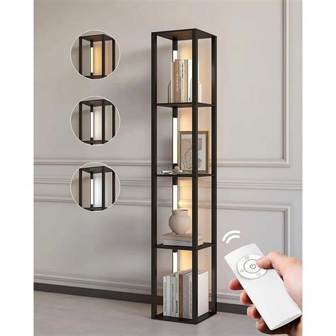 Chictail Modern LED Floor Lamps with Shelves Tall Display Cabinet Shelf ...