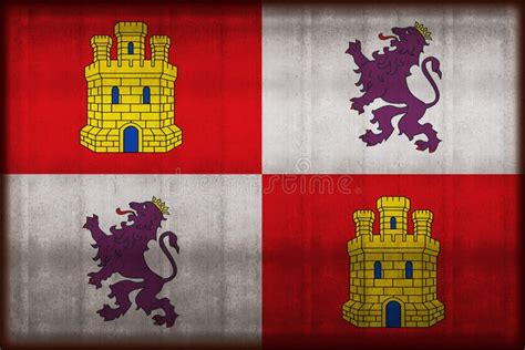 Old Castilla Leon flag stock illustration. Illustration of leon - 111463514