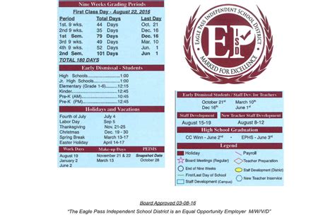 Eagle Pass Junior High - School District Instructional Calendar - Eagle ...