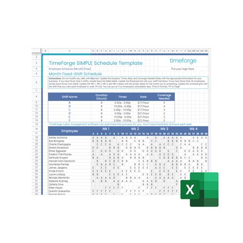 Excel Shift Schedule Template