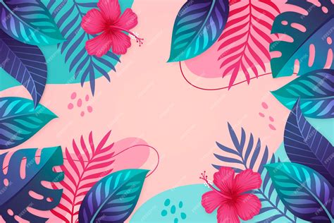 Free Vector | Copy space tropical leaves zoom background