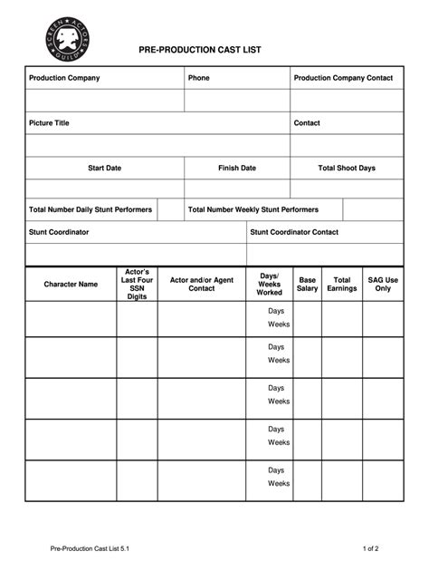 Cast list template: Fill out & sign online | DocHub