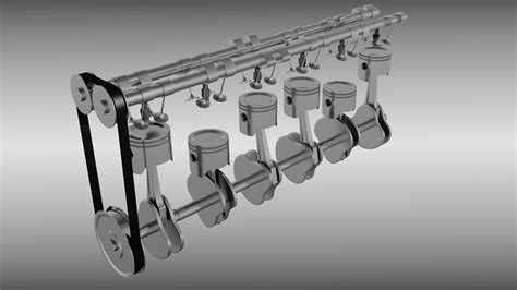 Animated six cylinder engine 3D model | CGTrader