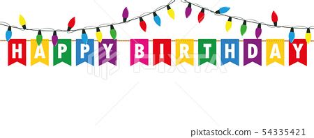 happy birthday party flags banner with fairy... - Stock Illustration [54335421] - PIXTA