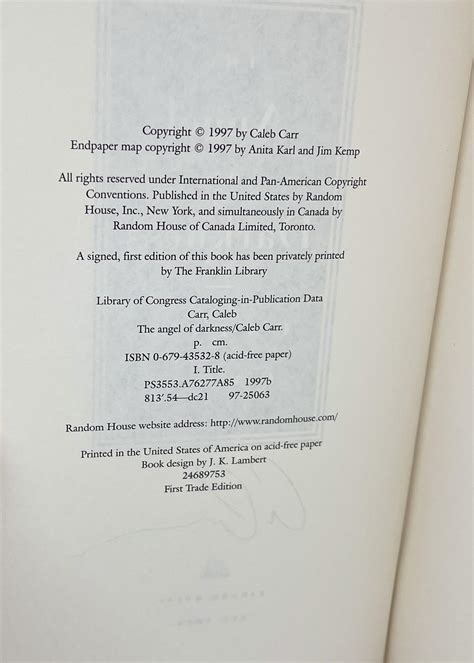 The Angel of Darkness (Signed First Edition) by Caleb Carr: Fine ...