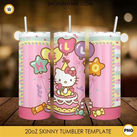 Hello Kitty Birthday Cake 20oz Tumbler Wrap PNG File