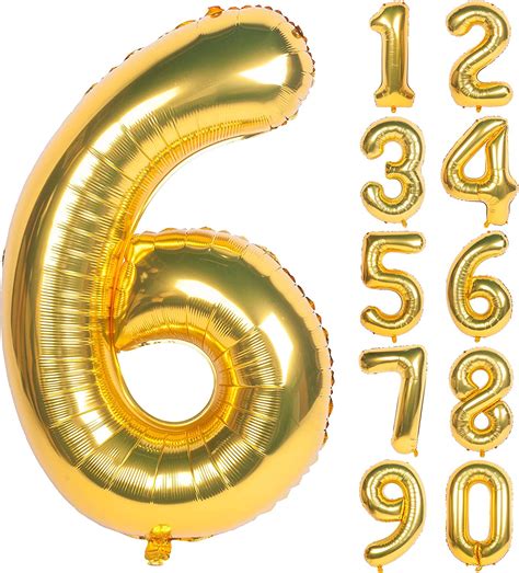 Gold Digit Foil Birthday Party Balloon Number 6 – Theme My Party