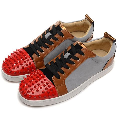 2015 new fashion casual shoes flat red bottom shoes for men with spikes ...