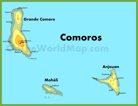 Comoros physical map