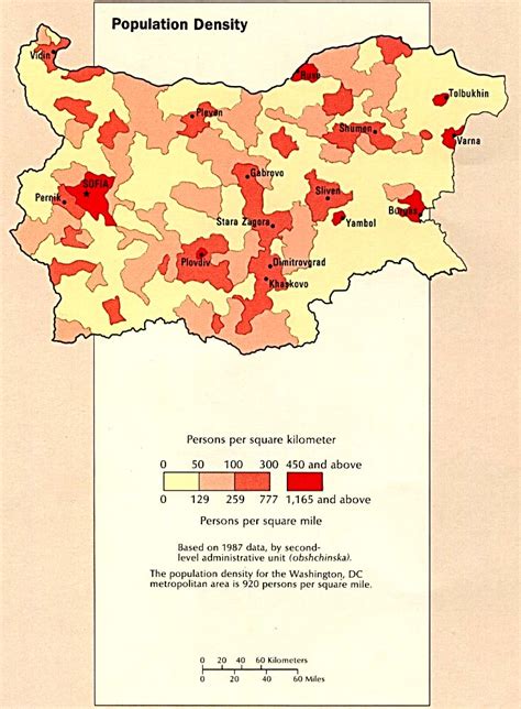 Bulgaria Population Density Map - Bulgaria • mappery