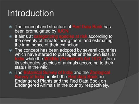 Red data book and Red list categories