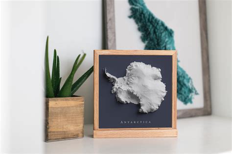 Antarctica Relief Map Printable Decor - Etsy