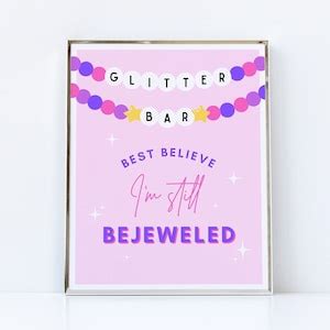 Bejeweled Glitter Bar Sign Printable Taylor Swift Birthday Party Sign, Eras Birthday Party ...