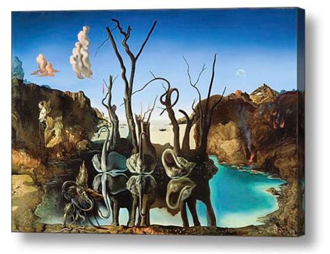 Salvador Dali swans Reflecting Elephants Repro Canvas Box Art Very ...