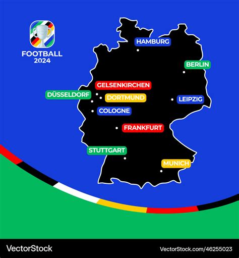 Football 2024 host cities map of germany Vector Image