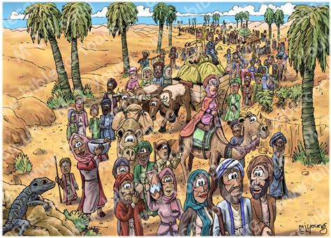 Bible Cartoons: Exodus 12 - The Exodus begins - Scene 05 - Walking