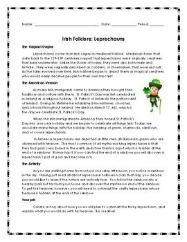 Leprechaun Folklore by Desert Teaching and Learning | TpT