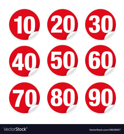 Number set sticker red Royalty Free Vector Image