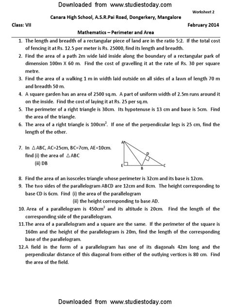 Circle Area And Perimeter Worksheet