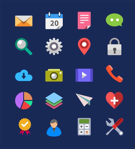 20 Flat Icons (PSD) - GraphicsFuel