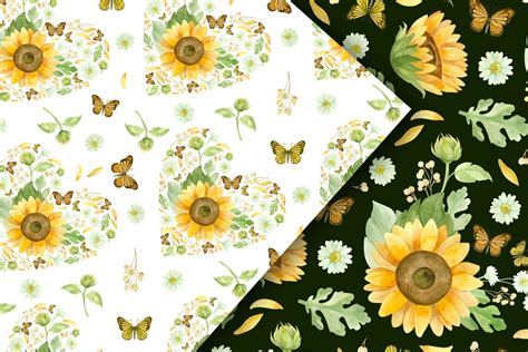 Sunflower digital scrapbook paper Seamless files Digital | Etsy