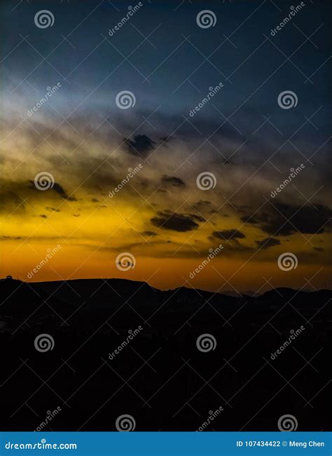 Sunset at 5PM in China stock photo. Image of three, orange - 107434422