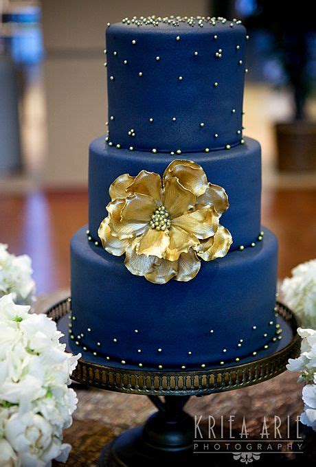 Two Tier Royal Blue Wedding Cake