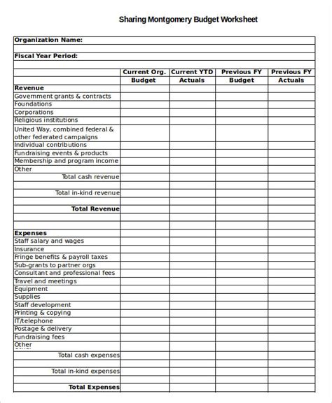 Free Nonprofit Budget Template Excel