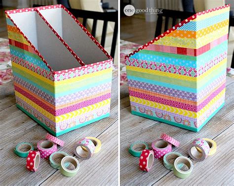 DIY Washi Tape Cereal Box Organizers - One Good Thing by Jillee | Cereal box organizer, Washi ...