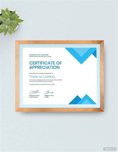 Certificate of Appreciation for Student Template