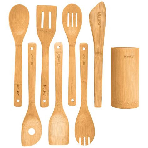 Bamboo Kitchen Utensils Set 8-Pack - Wooden Cooking Utensils Set For N ...