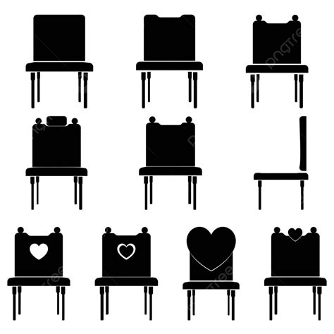 Chairs Seticons Black Color Fabric Chair Collection Vector, Fabric, Chair, Collection PNG and ...