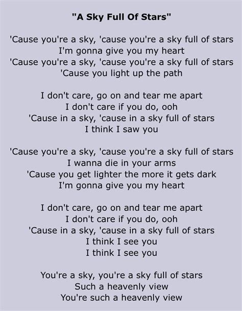 Coldplay song sky full of stars - naxredream