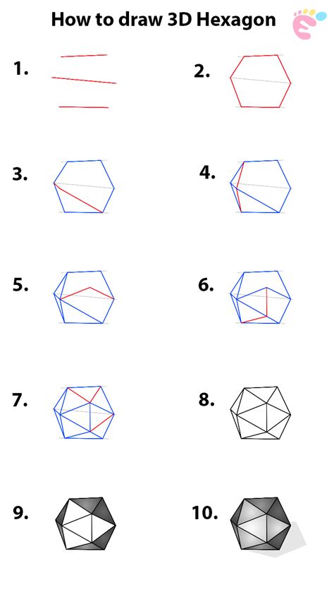 How to draw a 3D hexagon drawing | Drawing tutorial easy, Draw a hexagon, Learn to draw