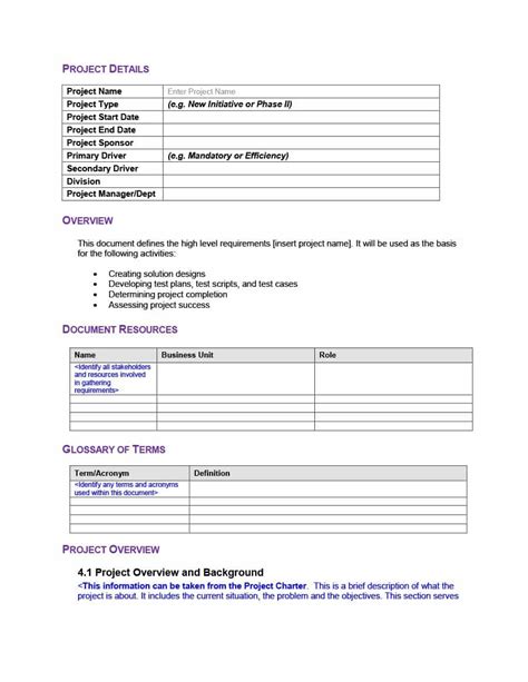 Simple Business Requirement Document Template | Business Mentor