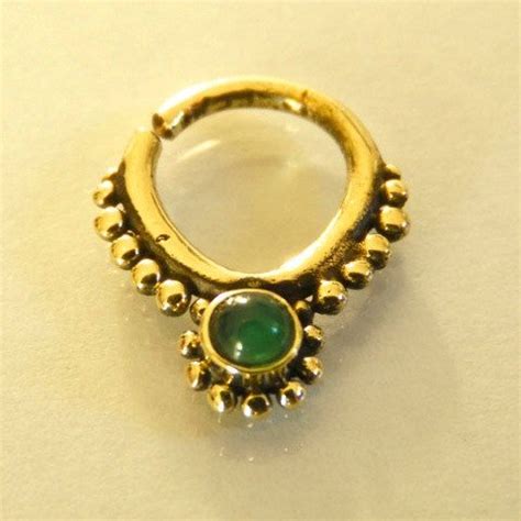 Green Onyx Gem Brass Septum Ring Septum Jewelry Septum - Etsy Israel | Septum jewelry, Indian ...
