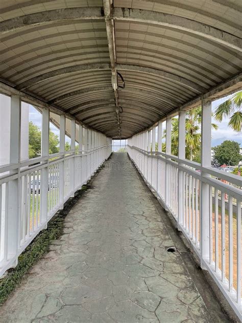 Pedestrians Bridge with Covered Stock Image - Image of crossing ...