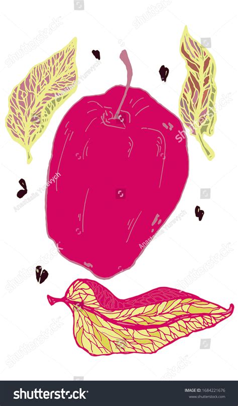 Vector Drawing Apple Leaves Isolated On Stock Vector (Royalty Free ...