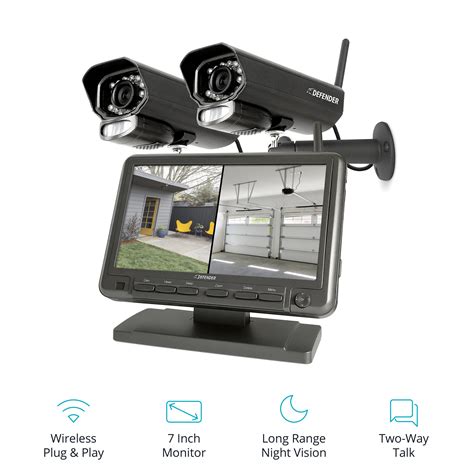 Defender PhoenixM2 Digital Wireless 7" Monitor DVR Security Surveillance System with 2 Long ...