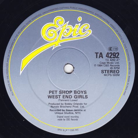 Pet Shop Boys - West End Girls (Vinyl, 12", Single, 45 RPM) | Discogs