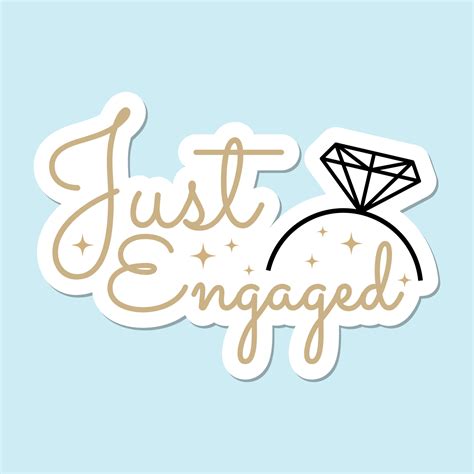 Just engaged wedding day ceremony decoration party sticker icon sign ...