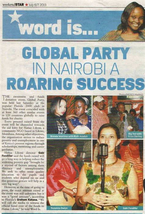 The Global Party event in Nairobi as represented by the Star Newspaper in Mombasa | Event, Star ...