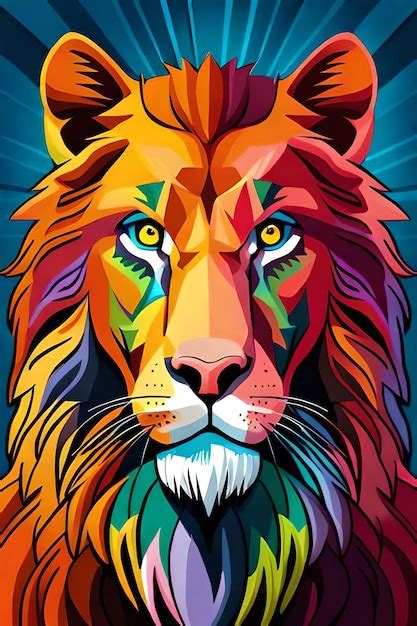 Premium Photo | A colorful lion with a mane and a rainbow mane.