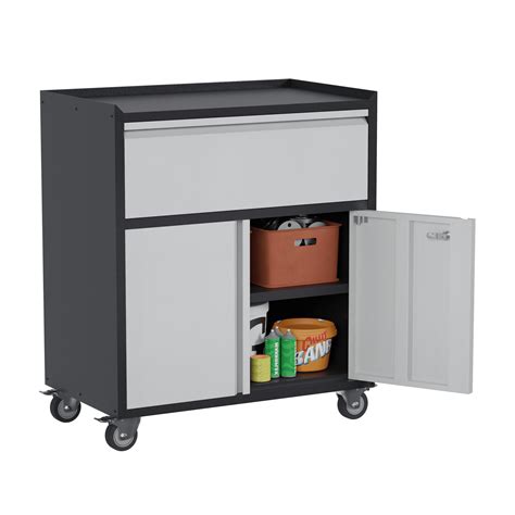 GANGMEI Metal Garage Cabinet with Wheels, Rolling Storage Cabinet with ...