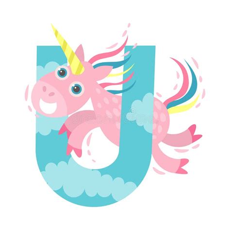 Letter U with a Unicorn stock vector. Illustration of font - 13152483