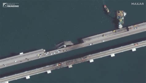 In Pictures: Satellite View Of the Damaged Crimea Bridge